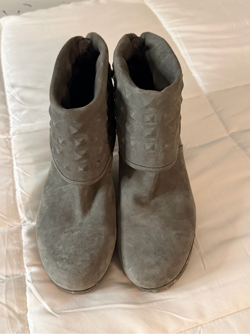 UGG Annaliza Gray Suede Studded Clog Ankle Booties with Studded Shaft